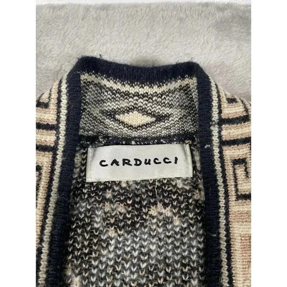Carducci Retro Boho Knit Cardigan with Geometric and Floral Patterns Size Large - Picture 4 of 8